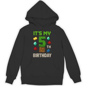 Pixelated 5Th Birthday Blocky Gamer Party Hoodie - Thegiftio UK