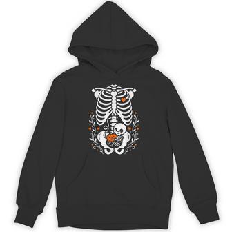 Pregnant Skeleton Baby Pregnancy Announcement Halloween Hoodie - Thegiftio UK