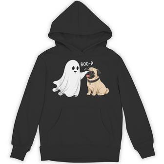 Pug Dog Ghost Boo Boop Halloween Costume Dog Lovers Hoodie - Thegiftio UK