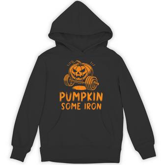 Pumpkin Some Iron Weightlifting Gym Halloween Hoodie - Thegiftio UK