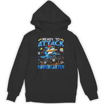 Ready To Attack Kindergarten Shark First Day Of School Boys Hoodie - Thegiftio UK