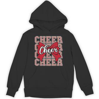 Red Gingham Stripe Coquette Bow Cheer Cheerleading Matching Hoodie - Thegiftio UK
