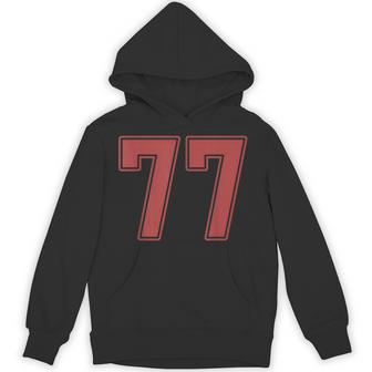 Red Number 77 Jersey Player Uniform 77 Hoodie - Thegiftio UK