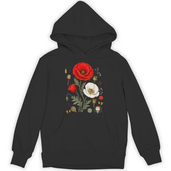 Red Poppy Botanical Poppies Red Poppy Hoodie - Thegiftio UK