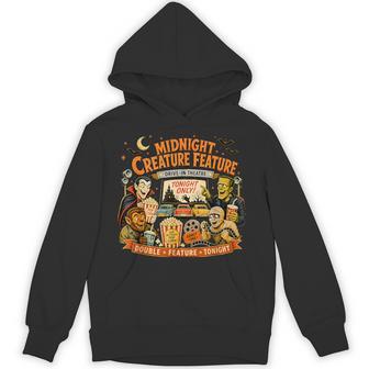Retro 90S Vampire Frankenstein Midnight Creature Feature Hoodie - Thegiftio UK