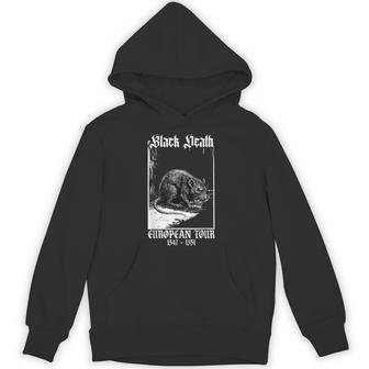 Retro Black Death European Tour Plague Rat Medieval History Hoodie - Thegiftio UK