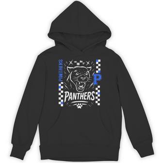 Retro Checkered School Spirit Panthers Cheer Paw Hoodie - Thegiftio UK