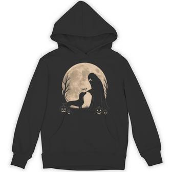 Retro Dachshund Boop Ghost Halloween Moon Weiner Dog Hoodie - Thegiftio UK
