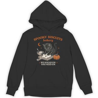 Retro Spooky Biscuits Club Cat Lovers Pastry Halloween Hoodie - Monsterry