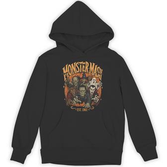 Retro Vintage 90S Monster Mash Ghost Witch Vampire Halloween Hoodie - Thegiftio UK