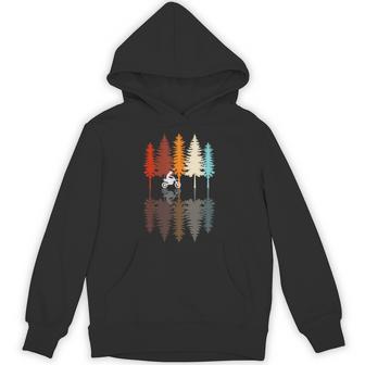 Retro Vintage Forest Motocross Rider Reflection Dirtbike Hoodie - Monsterry
