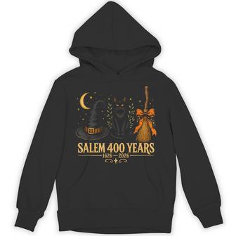 Salem 400 Years Anniversary Witch Hat Cat Broom Halloween Hoodie | Seseable UK
