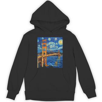 San Francisco Golden Gate Bridge Van Gogh Style Starry Night Hoodie - Thegiftio UK