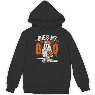 She's My Boo Cute Ghost Halloween Matching Couple Hoodie - Thegiftio UK