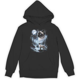 Siamese Cat Howling At Moon 90'S Retro Hoodie - Thegiftio UK