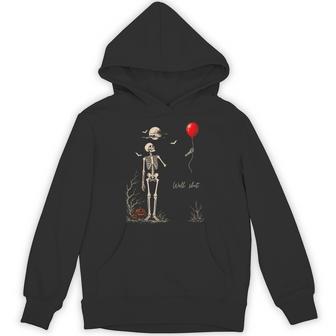 Skeleton Lost Balloon Well Shit Saying Dark Humor Hoodie - Thegiftio UK