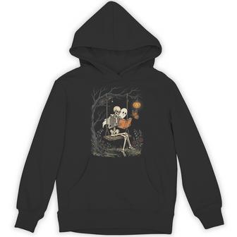 Skeleton Reading Book Ghost Halloween Costume Retro Vintage Hoodie - Thegiftio UK