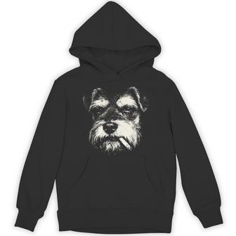 Smoking Schnauzer Dog Lover Vintage Canine Humor Hoodie - Thegiftio UK