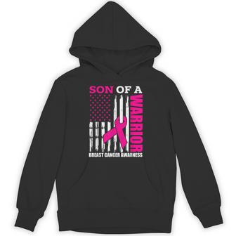 Son Of A Warrior Breast Cancer Awareness Usa Flag Pink Hoodie - Thegiftio UK