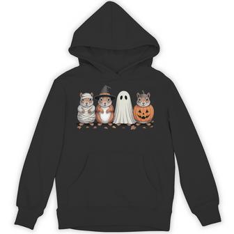 Spooky Ghost Squirrel Pumpkin Halloween Skeleton Hoodie - Thegiftio UK