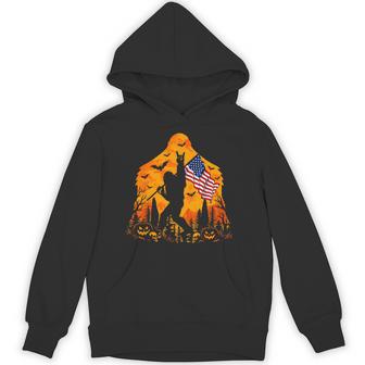 Spooky Halloween Bigfoot Flag Pumpkin Halloween Sasquatch Hoodie - Thegiftio UK