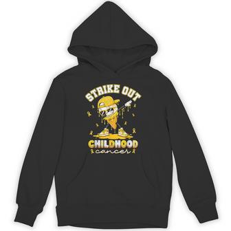 Strike Out Childhood Cancer Awareness Baseball Drip Boy Kids Hoodie - Thegiftio UK