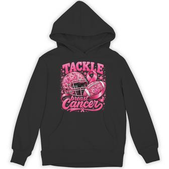 Tackle Breast Cancer Awareness Football Ribbon Hoodie - Thegiftio UK
