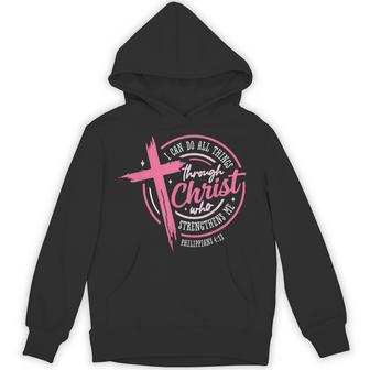 I Can Do All Things Through Christ Breast Cancer Awareness Hoodie - Thegiftio UK