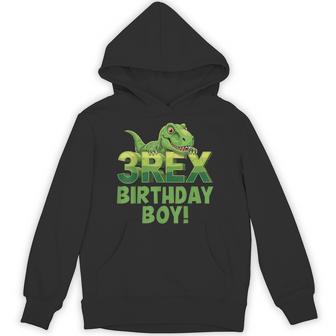 Three Rex Birthday Boy Dinosaur T-Rex 3Rd Birthday Party Hoodie - Thegiftio UK