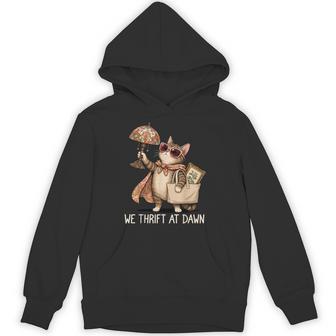 We Thrift At Dawn Cat Vintage Collcetor Hoodie - Thegiftio UK