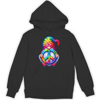 Tie-Dye Gnomes Peace Sign Hippie Gnome Hoodie - Thegiftio UK