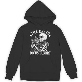 Til Death Do Us Part Skeleton Hugging Cat Halloween Costume Hoodie - Thegiftio UK