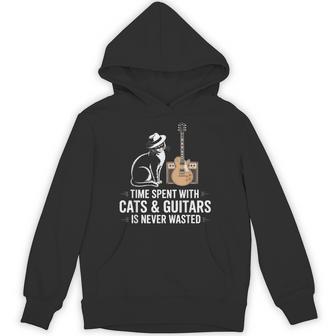 Time Spent With Cats And Guitars Is Never Wasted Guitar Hoodie - Thegiftio UK