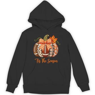 Tis The Season Cozy Autumn Pumpkin Football Game Day Hoodie - Thegiftio UK
