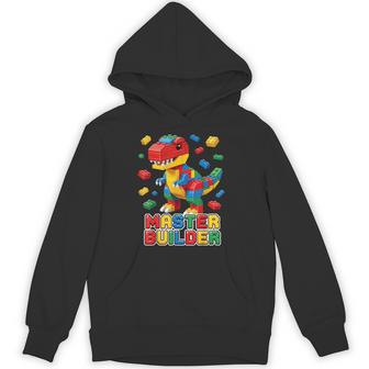 Trex Master Builder Kids Boys Building Bricks T Rex Dinosaur Hoodie - Thegiftio UK