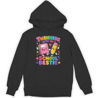Twinning With My School Bestie Cute Matching Friend Twin Day Hoodie - Thegiftio UK