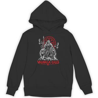 Valhalla Calls Odin Wolf And Raven Viking Norse Compass Hoodie - Thegiftio UK