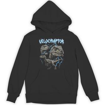 Velociraptor Vintage 90S Heavy Metal Retro Dinosaur Lover Hoodie | Seseable UK