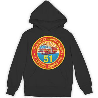 Vintage Emergency Squad 51 Truck Classic Firefighter Pride Hoodie - Thegiftio UK
