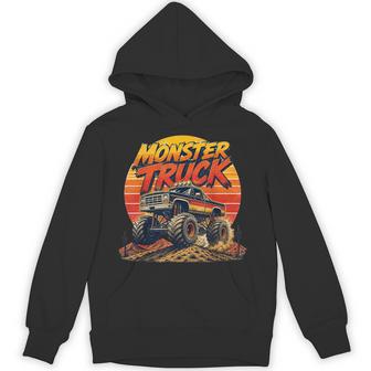 Vintage Monster Truck For Boys Kids Adults Hoodie - Thegiftio UK