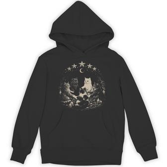 Vintage Retro Cat Ritual Support Your Local Coven Hoodie - Monsterry