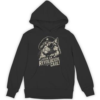 Viva La Revolucion Carl Cuban Cat Revolutionary Humor Hoodie - Thegiftio UK