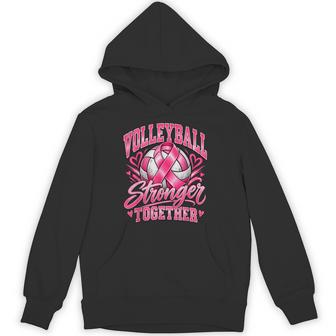 Volleyball Stronger Breast Cancer Awareness Hoodie - Thegiftio UK