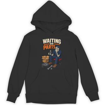 Waiting On Parts Auto Mechanic Skeleton Garage Humor Hoodie - Thegiftio UK