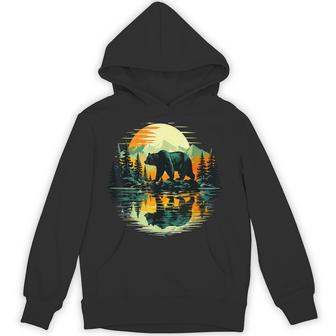 Wildlife Bear Trees Reflection Outdoor Forest Hoodie - Thegiftio UK