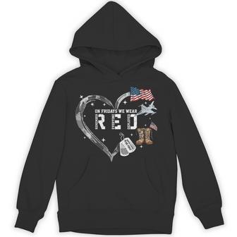 Women's On Fridays We Wear Red Camo Heart Air Force Family Support Hoodie - Thegiftio UK