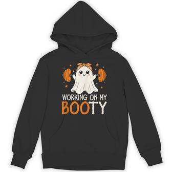 Working On My Booty Halloween Gym Ghost Sleeveless Hoodie - Thegiftio UK