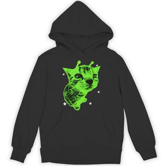 Y2k Alien Cat Meme Retro Silly Cat Vintage Space Kitty Hoodie - Thegiftio UK