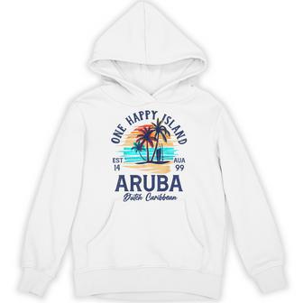 Aruba One Happy Island Retro Sunset Palm Ocean Vintage Hoodie | Seseable UK