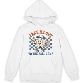 Take Me Out To The Ball Game Vintage Baseball Summer Graphic Comfort Colors Crop Top Hoodie - Thegiftio UK